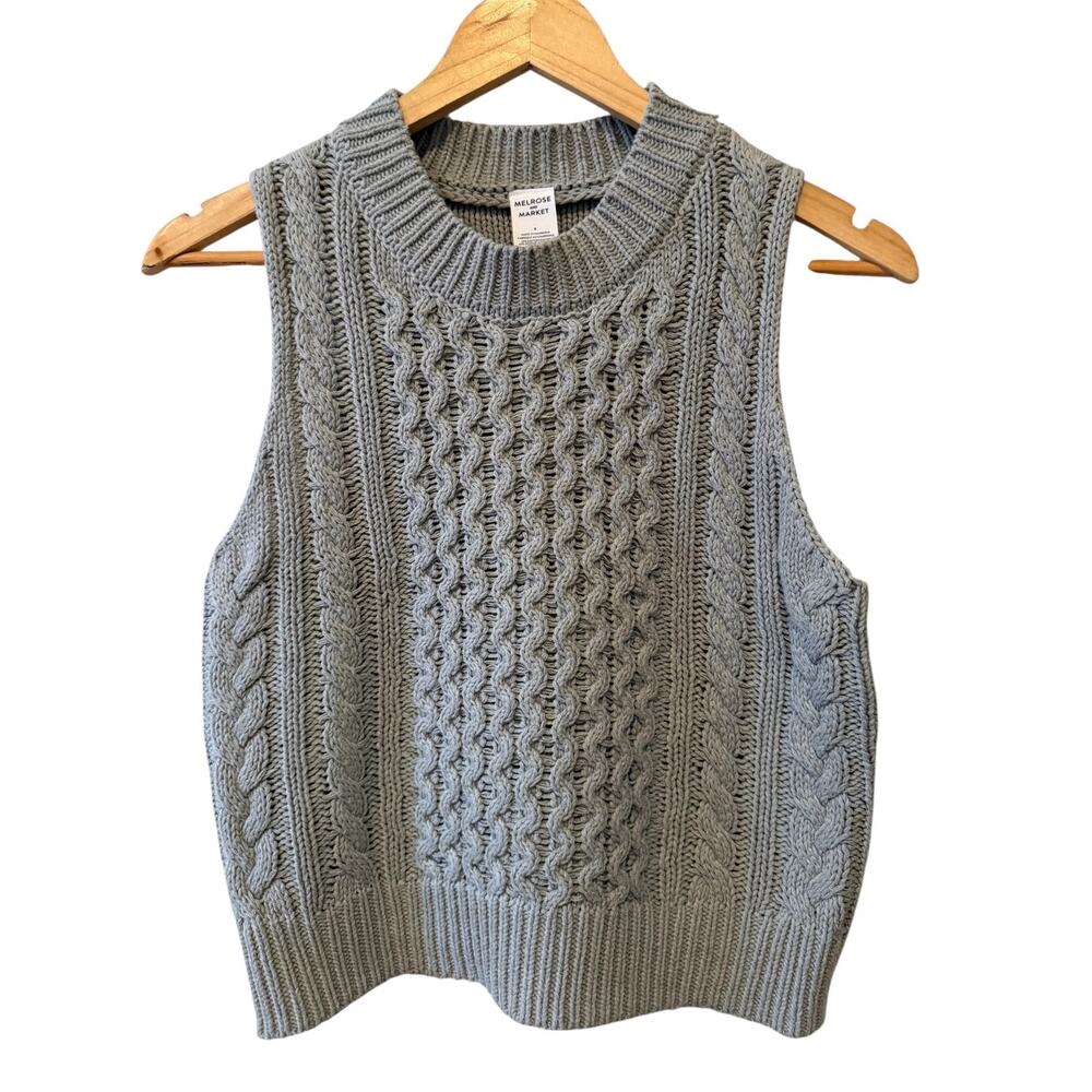 Melrose and Market Cable Knit Sweater Vest Gray S